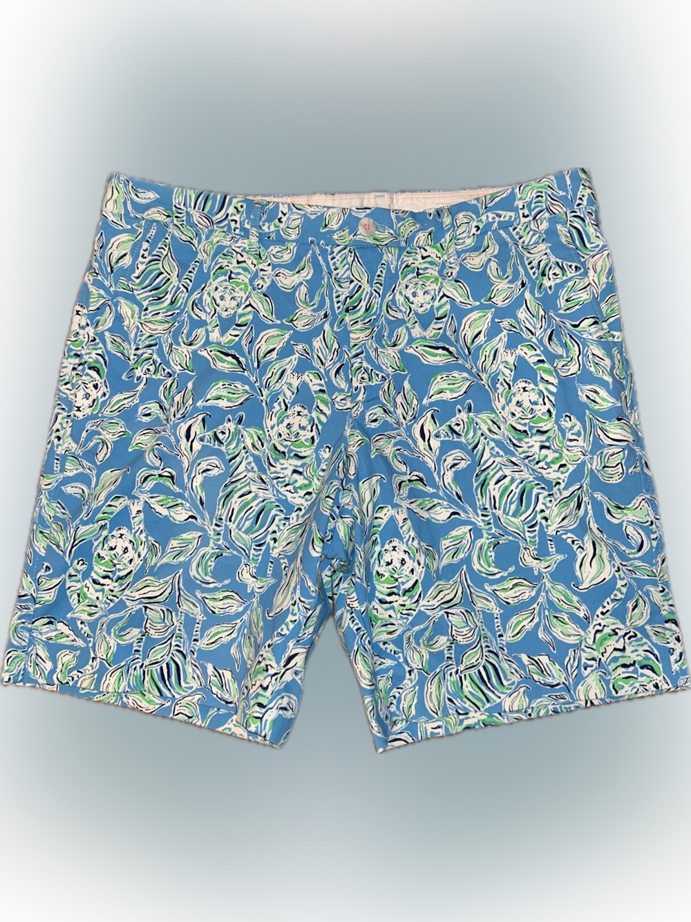 NWT Lilly Pulitzer Men Beaumont Turquoise Oasis Blue Floral Flat Front Shorts 36